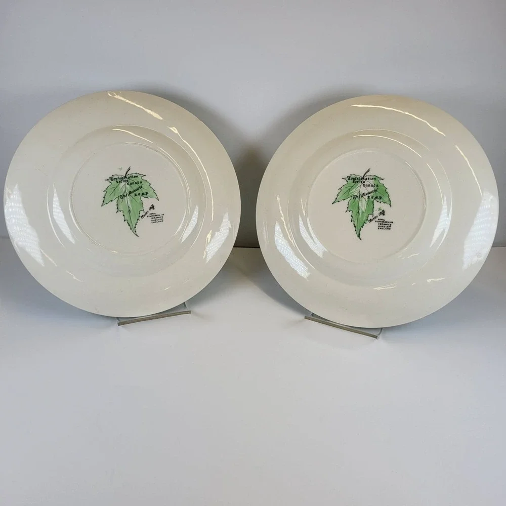 Canadian‎ Mountie Vtg Royal Staffordshire Plates Set of 2 Clarice Cliff 10.5